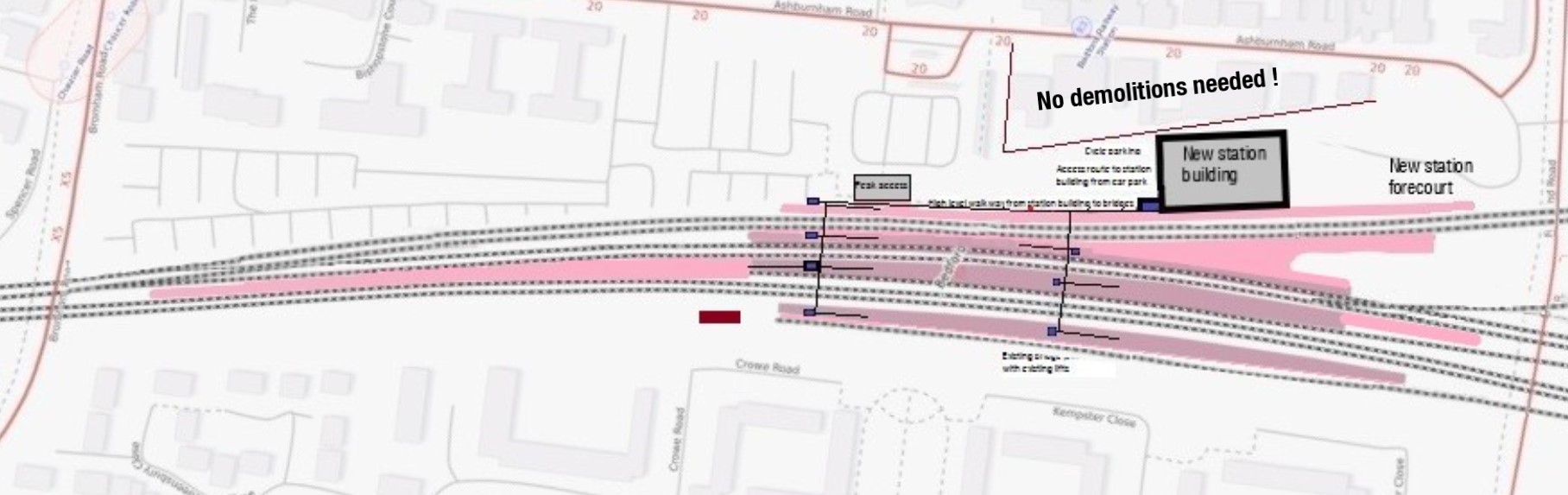 Image Map of Bedford Station with Bedford Green Party Proposals