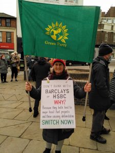 Lyn Bliss Green Party organiser of Luton COP26 Protest.