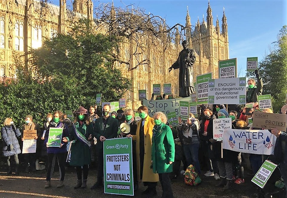 Green Party Protest about the Police, Crime, Sentencing and Courts Bill