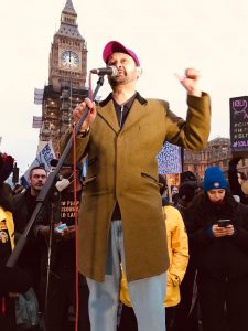 Ejel Khan On Stage Speaking against the Nationality and Borders Bill.