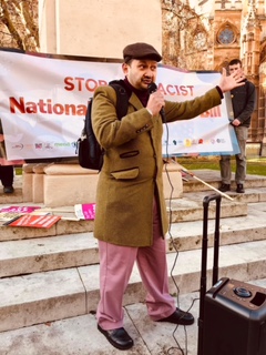 Ejel Khan speaking outside the House of Lords 5/1/22