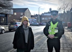 Councillor Lucy and a Police officer
