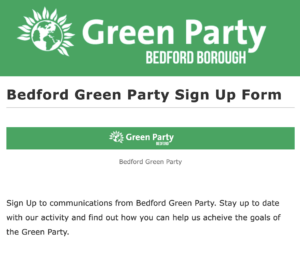 Thumbnail photo of the Bedford Sign up form