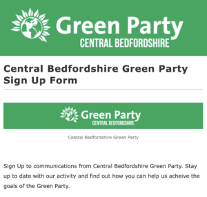 Thumbnail photo of the Central Bedfordshire sign up form.