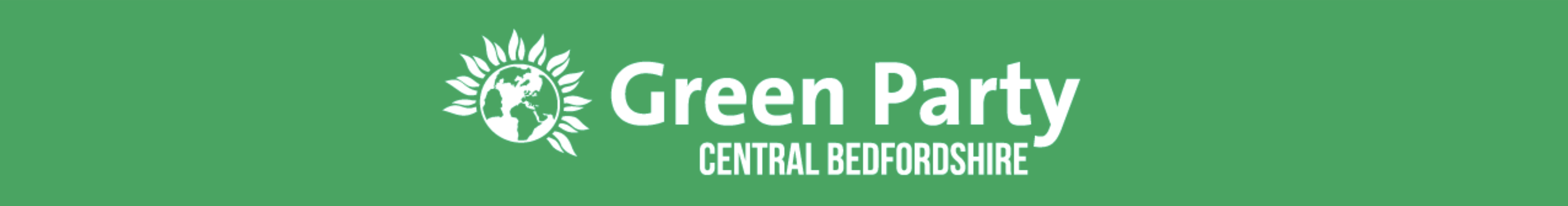Central Bedfordshire Green Party Banner with World and petals logo