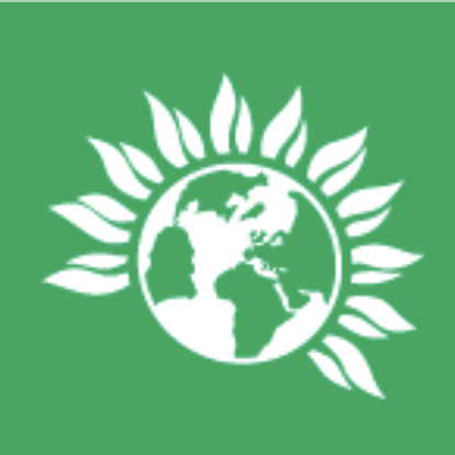 Green Party Logo in white on a green background