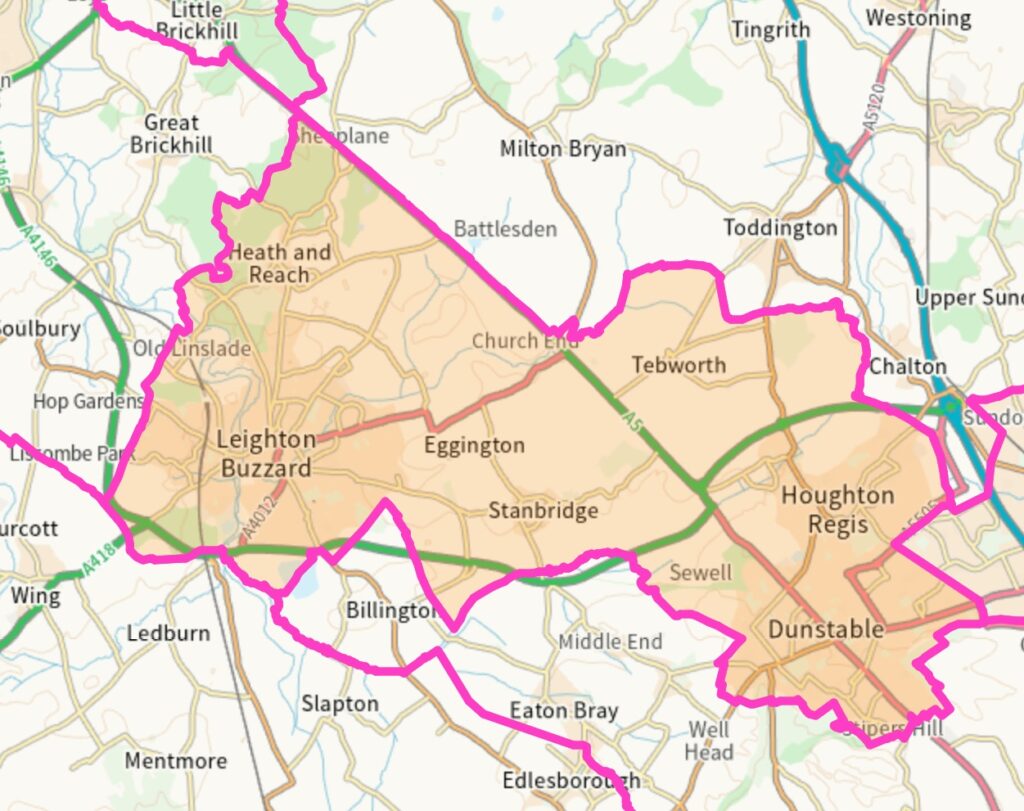 Dunstable & Leighton Buzzard parliamentary constituency election map