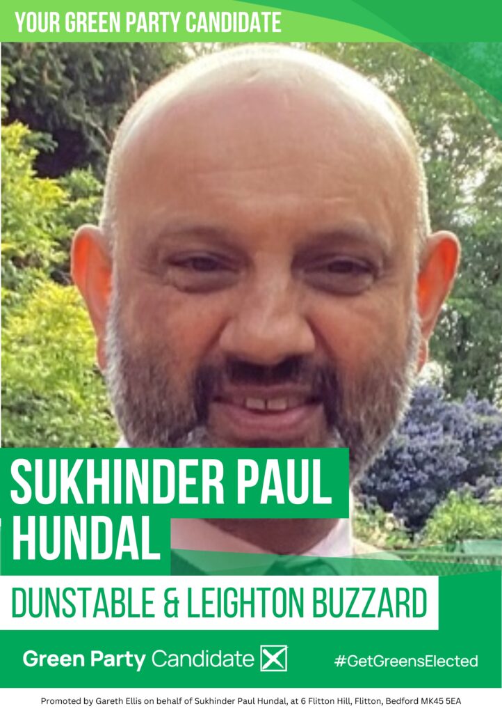 Dunstable & Leighton Buzzard leaftlet page 1 Sukhinder Paul Sundal 2024 election