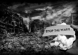 Stop the war, black and white